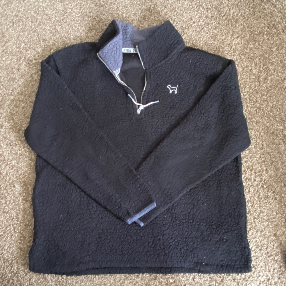 PINK black Sherpa 1/2 zip